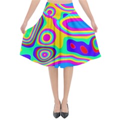 Colorful Shapes                            Flared Midi Skirt by LalyLauraFLM