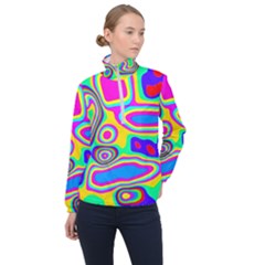 Colorful Shapes                               Women Half Zip Windbreaker by LalyLauraFLM