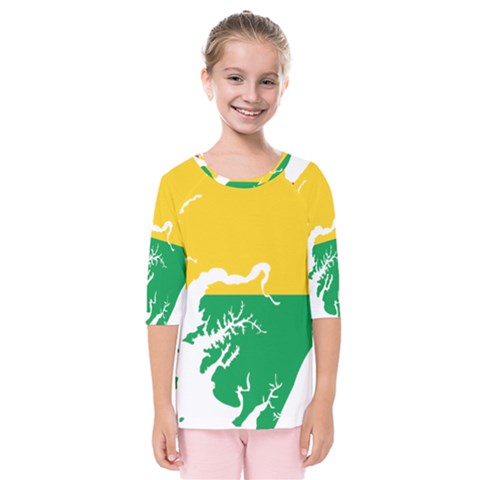 Guinea Bissau Flag Map Geography Kids  Quarter Sleeve Raglan Tee by Sapixe