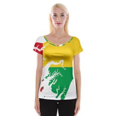 Guinea Bissau Flag Map Geography Cap Sleeve Top by Sapixe