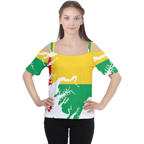 Guinea Bissau Flag Map Geography Cutout Shoulder Tee by Sapixe