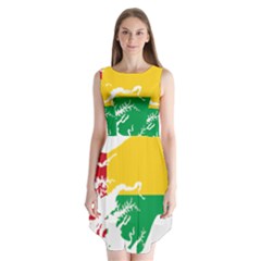 Guinea Bissau Flag Map Geography Sleeveless Chiffon Dress   by Sapixe