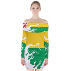 Guinea Bissau Flag Map Geography Long Sleeve Off Shoulder Dress by Sapixe