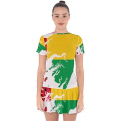 Guinea Bissau Flag Map Geography Drop Hem Mini Chiffon Dress by Sapixe