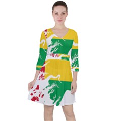 Guinea Bissau Flag Map Geography Ruffle Dress by Sapixe