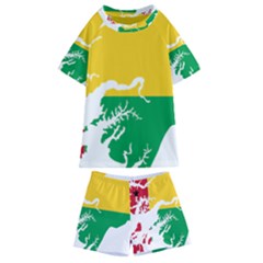 Guinea Bissau Flag Map Geography Kids  Swim Tee And Shorts Set by Sapixe