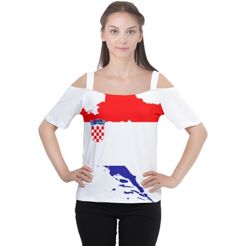 Croatia Country Europe Flag Cutout Shoulder Tee by Sapixe