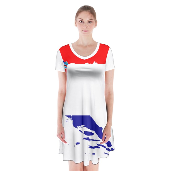 Croatia Country Europe Flag Short Sleeve V-neck Flare Dress