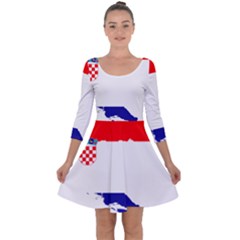 Croatia Country Europe Flag Quarter Sleeve Skater Dress by Sapixe