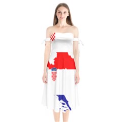 Croatia Country Europe Flag Shoulder Tie Bardot Midi Dress by Sapixe