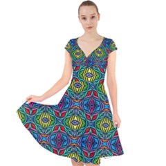 B 5 Cap Sleeve Front Wrap Midi Dress by ArtworkByPatrick