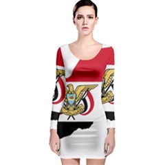 Borders Country Flag Geography Map Long Sleeve Bodycon Dress by Sapixe