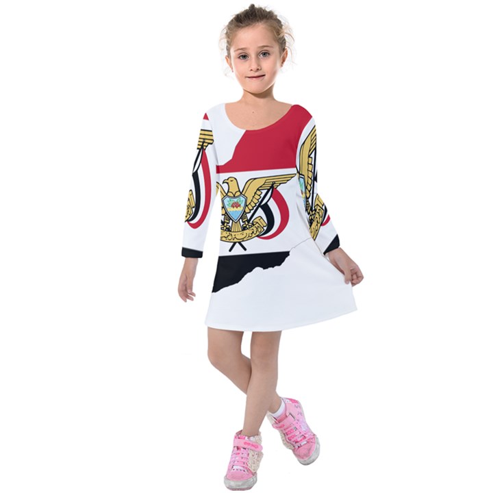 Borders Country Flag Geography Map Kids  Long Sleeve Velvet Dress