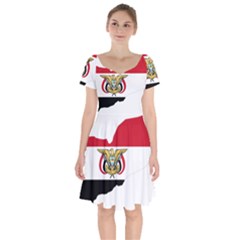 Borders Country Flag Geography Map Short Sleeve Bardot Dress by Sapixe