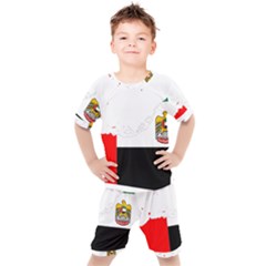 Borders Country Flag Geography Map Kids  Tee And Shorts Set by Sapixe