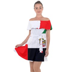 Borders Country Flag Geography Map Off Shoulder Velour Dress