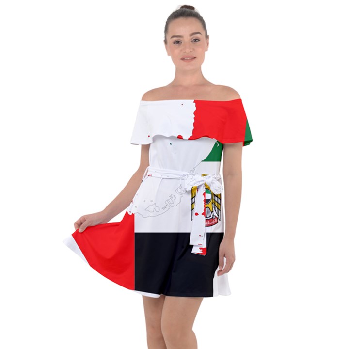 Borders Country Flag Geography Map Off Shoulder Velour Dress