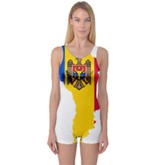 Moldova Country Europe Flag One Piece Boyleg Swimsuit by Sapixe