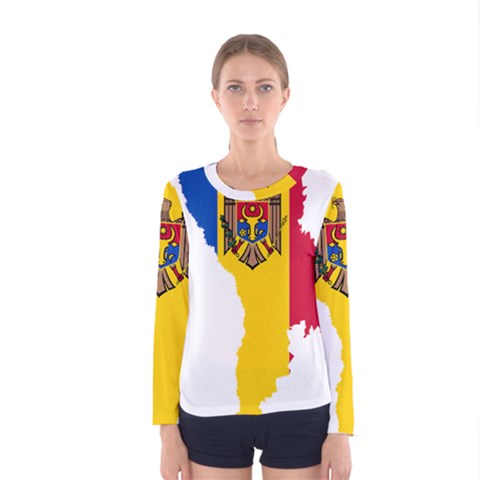 Moldova Country Europe Flag Women s Long Sleeve Tee by Sapixe