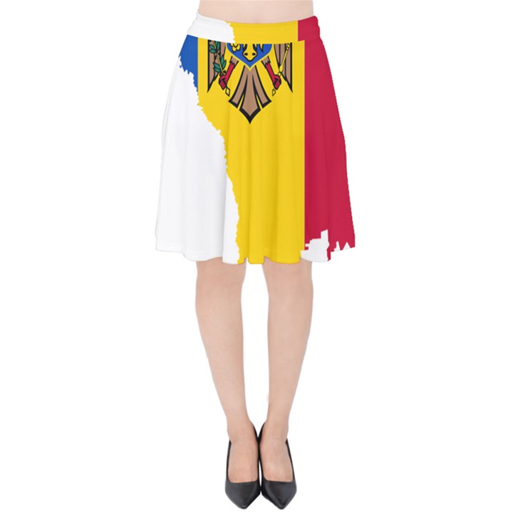 Moldova Country Europe Flag Velvet High Waist Skirt