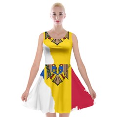 Moldova Country Europe Flag Velvet Skater Dress by Sapixe