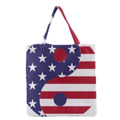 Yang Yin America Flag Abstract Grocery Tote Bag by Sapixe