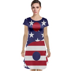 Yang Yin America Flag Abstract Cap Sleeve Nightdress by Sapixe