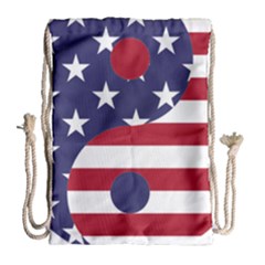 Yang Yin America Flag Abstract Drawstring Bag (large) by Sapixe