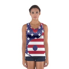 Yang Yin America Flag Abstract Sport Tank Top  by Sapixe