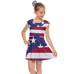 Yang Yin America Flag Abstract Kids  Cap Sleeve Dress by Sapixe