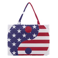 Yang Yin America Flag Abstract Medium Tote Bag by Sapixe