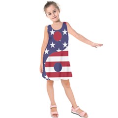 Yang Yin America Flag Abstract Kids  Sleeveless Dress by Sapixe