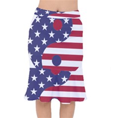 Yang Yin America Flag Abstract Short Mermaid Skirt by Sapixe