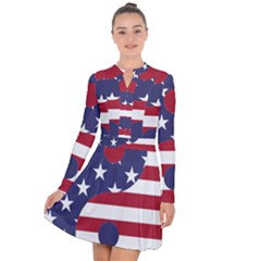 Yang Yin America Flag Abstract Long Sleeve Panel Dress by Sapixe