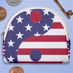 Yang Yin America Flag Abstract Horseshoe Style Canvas Pouch by Sapixe