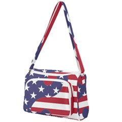 Yang Yin America Flag Abstract Front Pocket Crossbody Bag by Sapixe