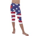 Yang Yin America Flag Abstract Kids  Lightweight Velour Capri Leggings  View1