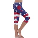 Yang Yin America Flag Abstract Kids  Lightweight Velour Capri Leggings  View3