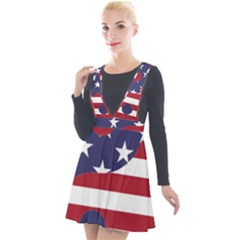 Yang Yin America Flag Abstract Plunge Pinafore Velour Dress by Sapixe