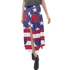 Yang Yin America Flag Abstract Velour Split Maxi Skirt