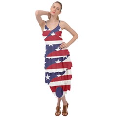 Yang Yin America Flag Abstract Layered Bottom Dress by Sapixe