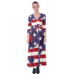 Yang Yin America Flag Abstract Button Up Maxi Dress by Sapixe