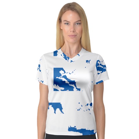 Greece Country Europe Flag Borders V-neck Sport Mesh Tee by Sapixe