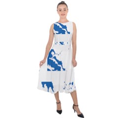 Greece Country Europe Flag Borders Midi Tie-back Chiffon Dress by Sapixe