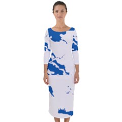 Greece Country Europe Flag Borders Quarter Sleeve Midi Bodycon Dress