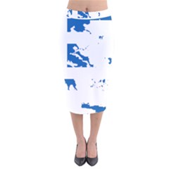 Greece Country Europe Flag Borders Velvet Midi Pencil Skirt by Sapixe