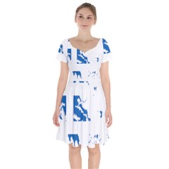 Greece Country Europe Flag Borders Short Sleeve Bardot Dress by Sapixe