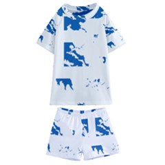 Greece Country Europe Flag Borders Kids  Swim Tee And Shorts Set by Sapixe