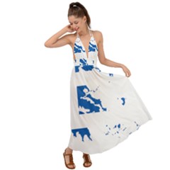 Greece Country Europe Flag Borders Backless Maxi Beach Dress