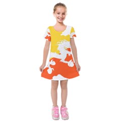 Borders Country Flag Geography Map Kids  Short Sleeve Velvet Dress by Sapixe